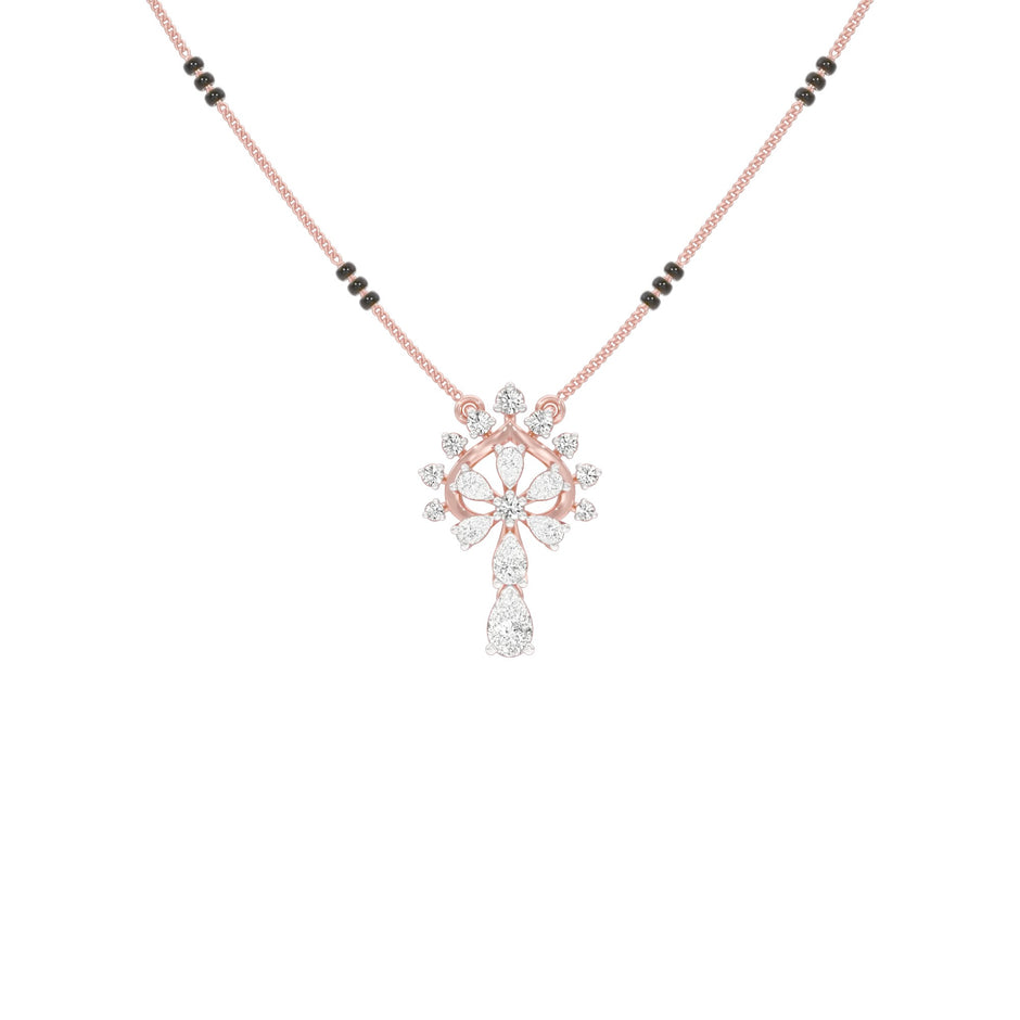 Pear Flower Drop Diamond Mangalsutra 9 KT / Rose Gold