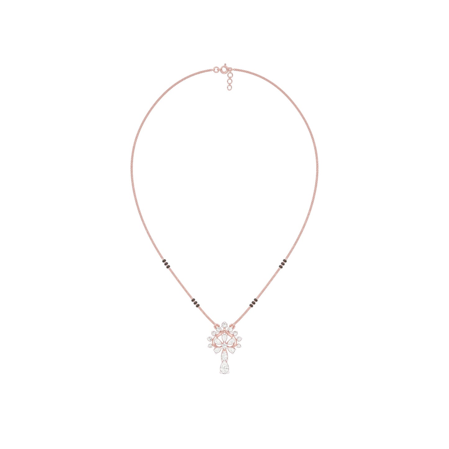 Pear Flower Drop Diamond Mangalsutra 9 KT / Rose Gold