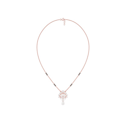 Pear Flower Drop Diamond Mangalsutra 9 KT / Rose Gold