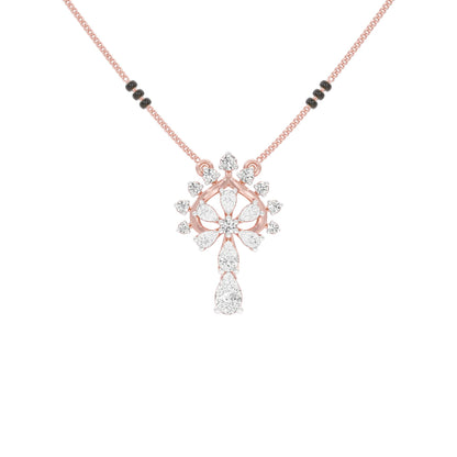 Pear Flower Drop Diamond Mangalsutra 9 KT / Rose Gold