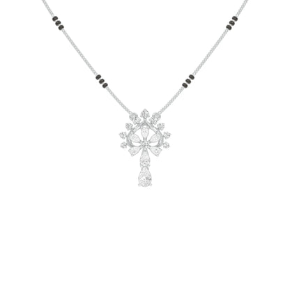 Pear Flower Drop Diamond Mangalsutra 9 KT / White Gold