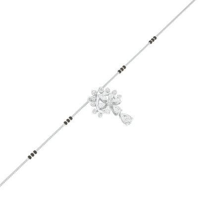 Pear Flower Drop Diamond Mangalsutra 9 KT / White Gold