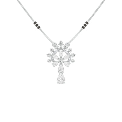 Pear Flower Drop Diamond Mangalsutra 9 KT / White Gold