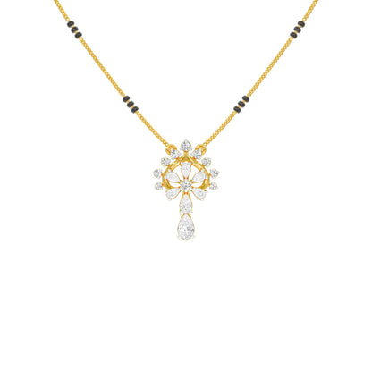 Pear Flower Drop Diamond Mangalsutra 9 KT / Yellow Gold