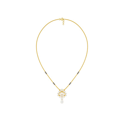 Pear Flower Drop Diamond Mangalsutra 9 KT / Yellow Gold