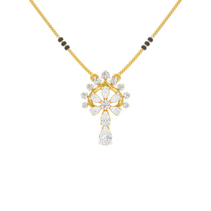 Pear Flower Drop Diamond Mangalsutra 9 KT / Yellow Gold
