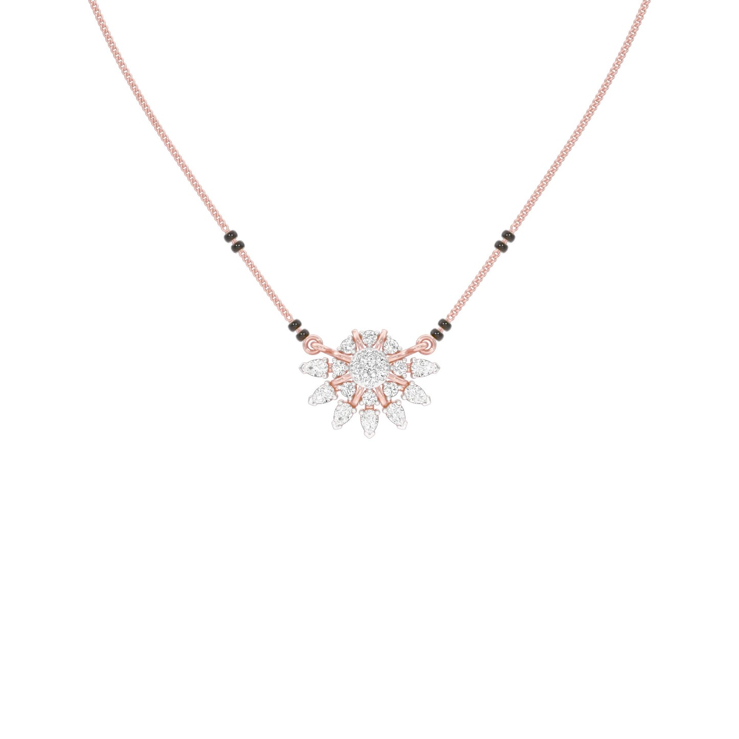 Sunburst Pear Diamond Mangalsutra 9 KT / Rose Gold