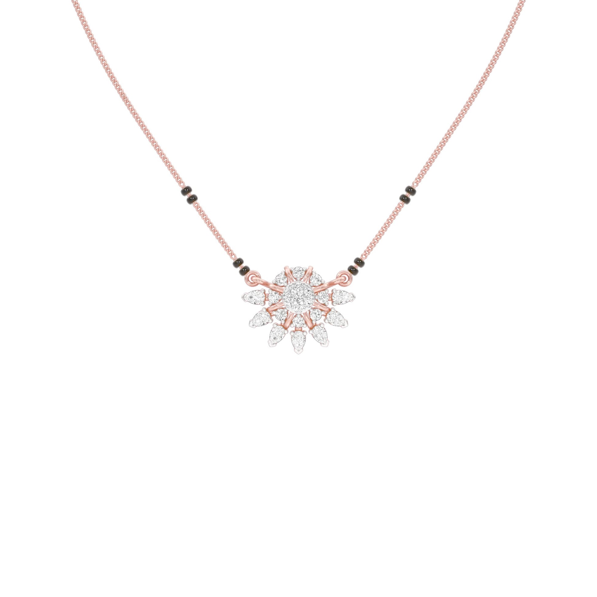 Sunburst Pear Diamond Mangalsutra 9 KT / Rose Gold