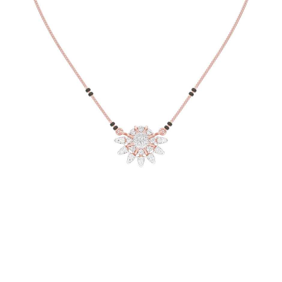 Sunburst Pear Diamond Mangalsutra 9 KT / Rose Gold