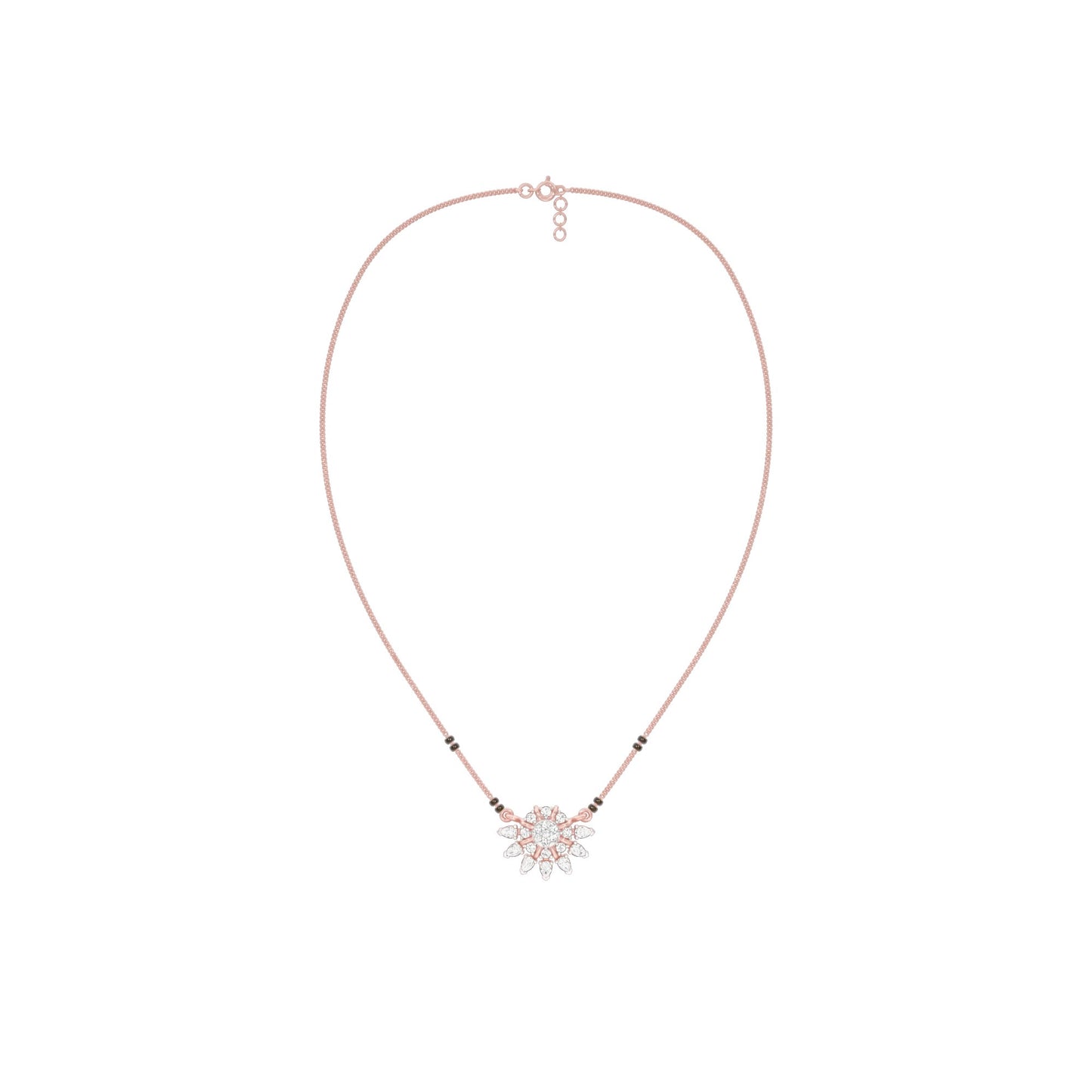 Sunburst Pear Diamond Mangalsutra 9 KT / Rose Gold