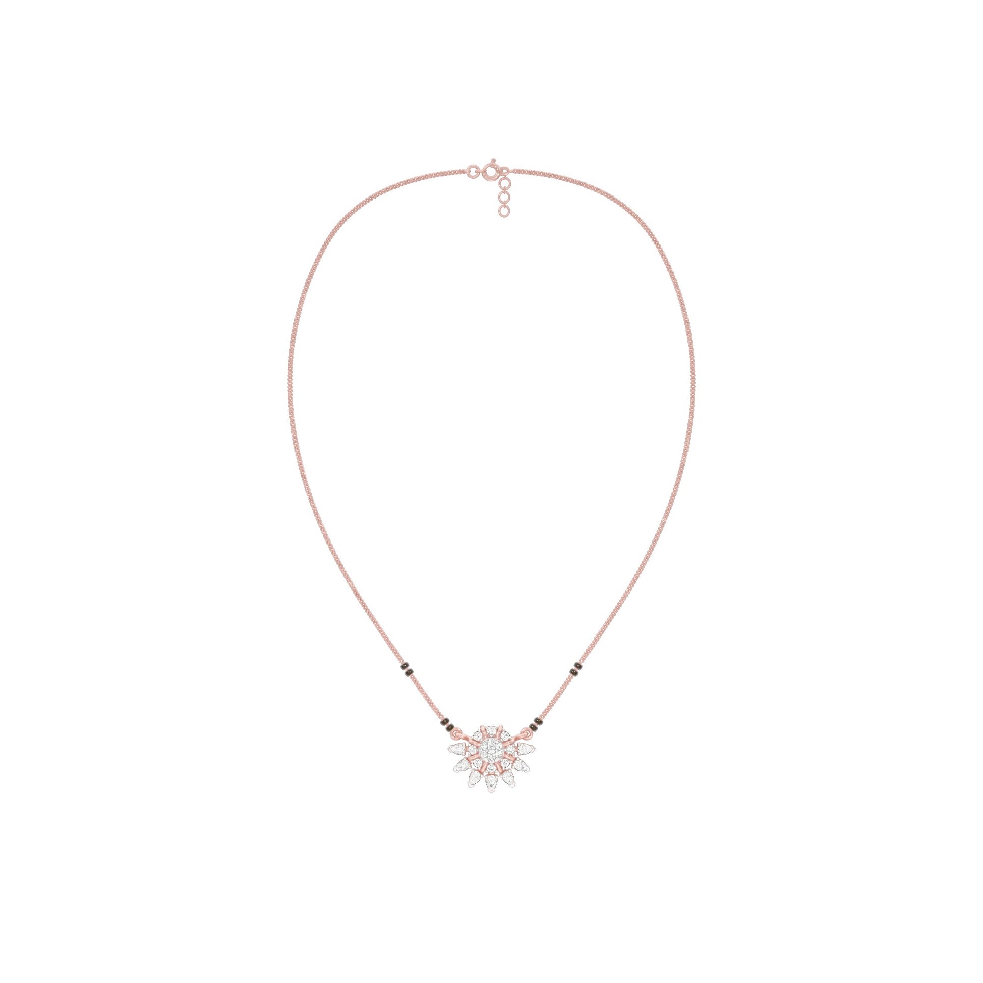 Sunburst Pear Diamond Mangalsutra 9 KT / Rose Gold