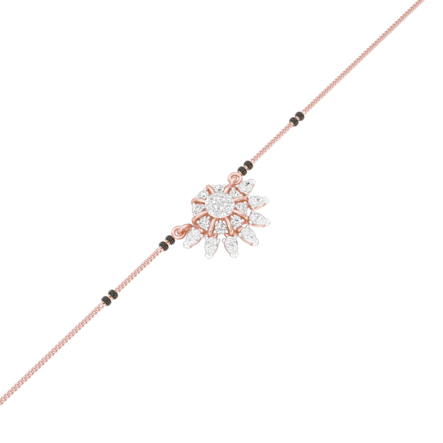 Sunburst Pear Diamond Mangalsutra 9 KT / Rose Gold