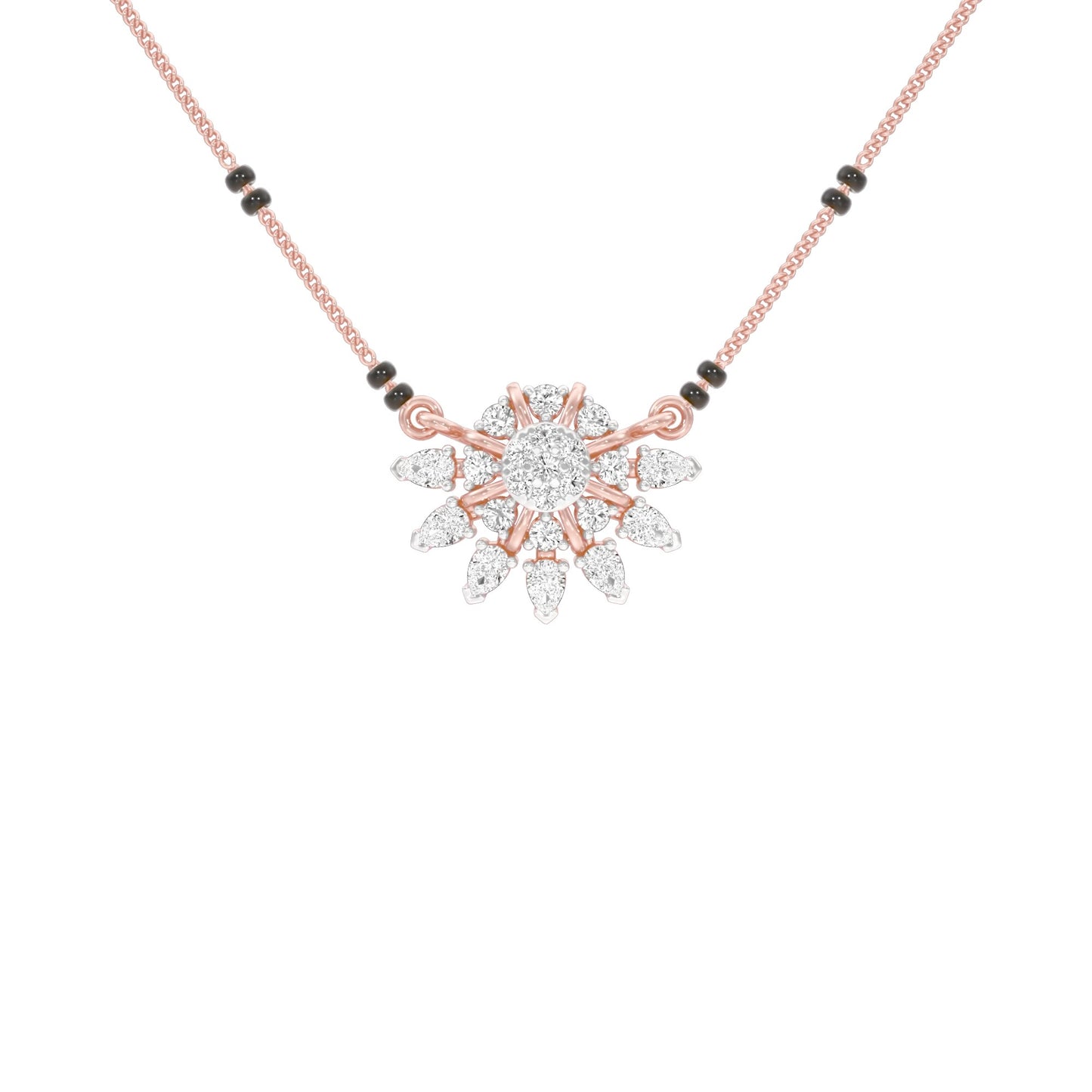 Sunburst Pear Diamond Mangalsutra 9 KT / Rose Gold