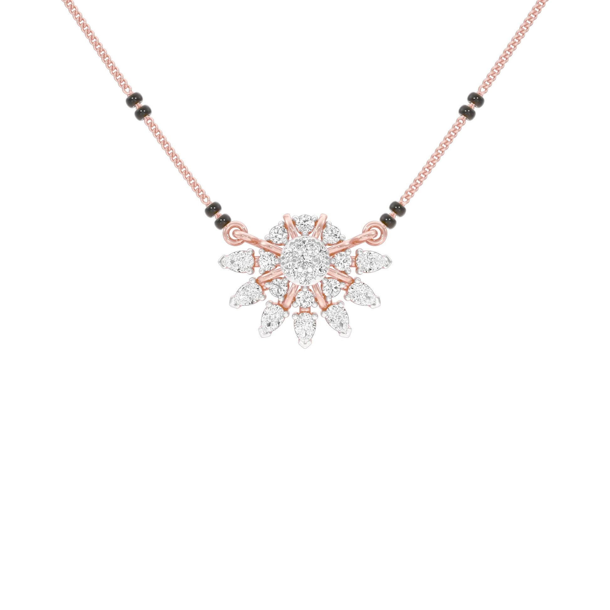 Sunburst Pear Diamond Mangalsutra 9 KT / Rose Gold