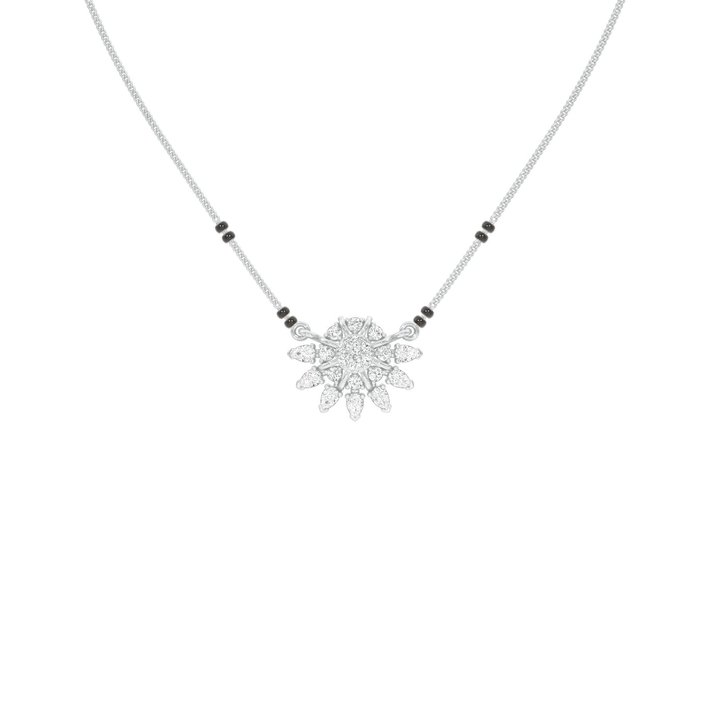 Sunburst Pear Diamond Mangalsutra 9 KT / White Gold