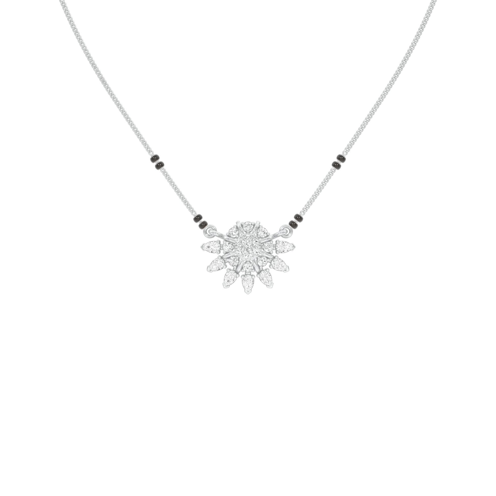 Sunburst Pear Diamond Mangalsutra 9 KT / White Gold
