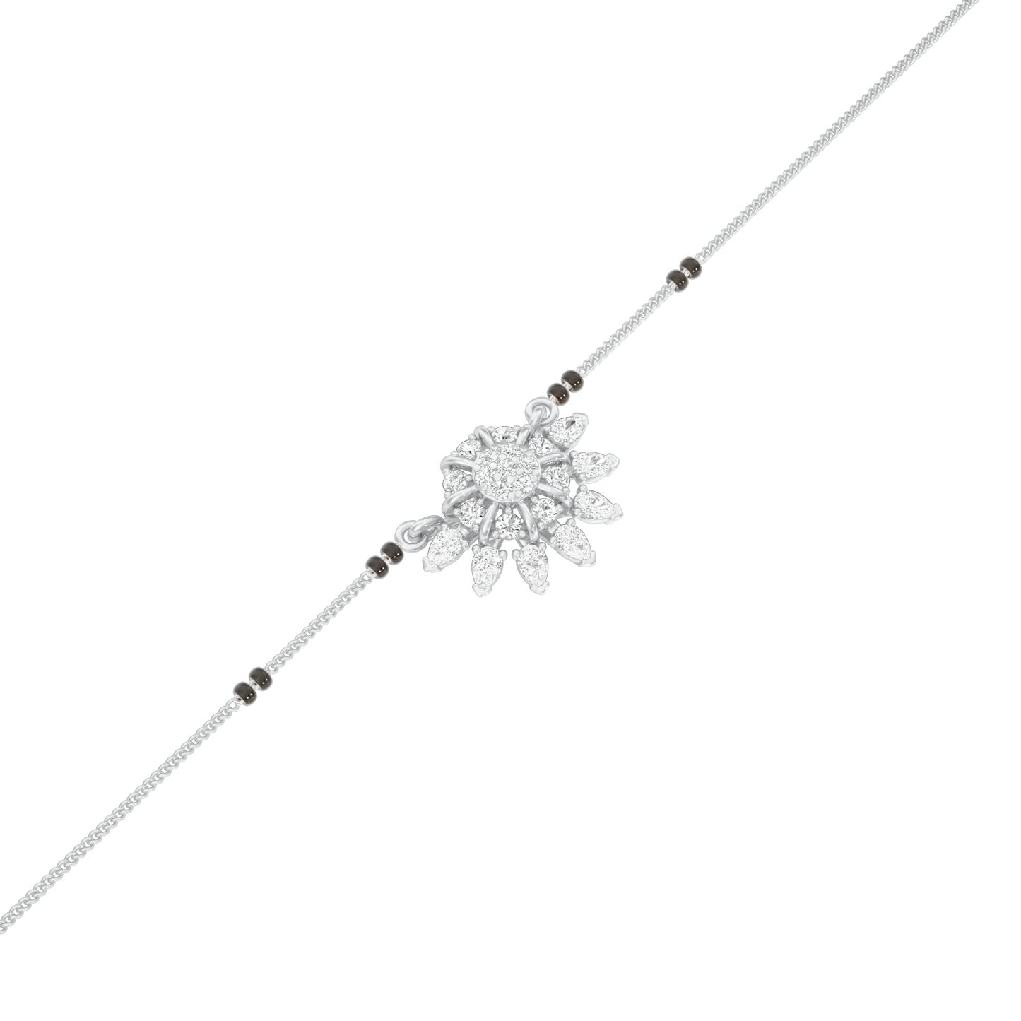 Sunburst Pear Diamond Mangalsutra 9 KT / White Gold