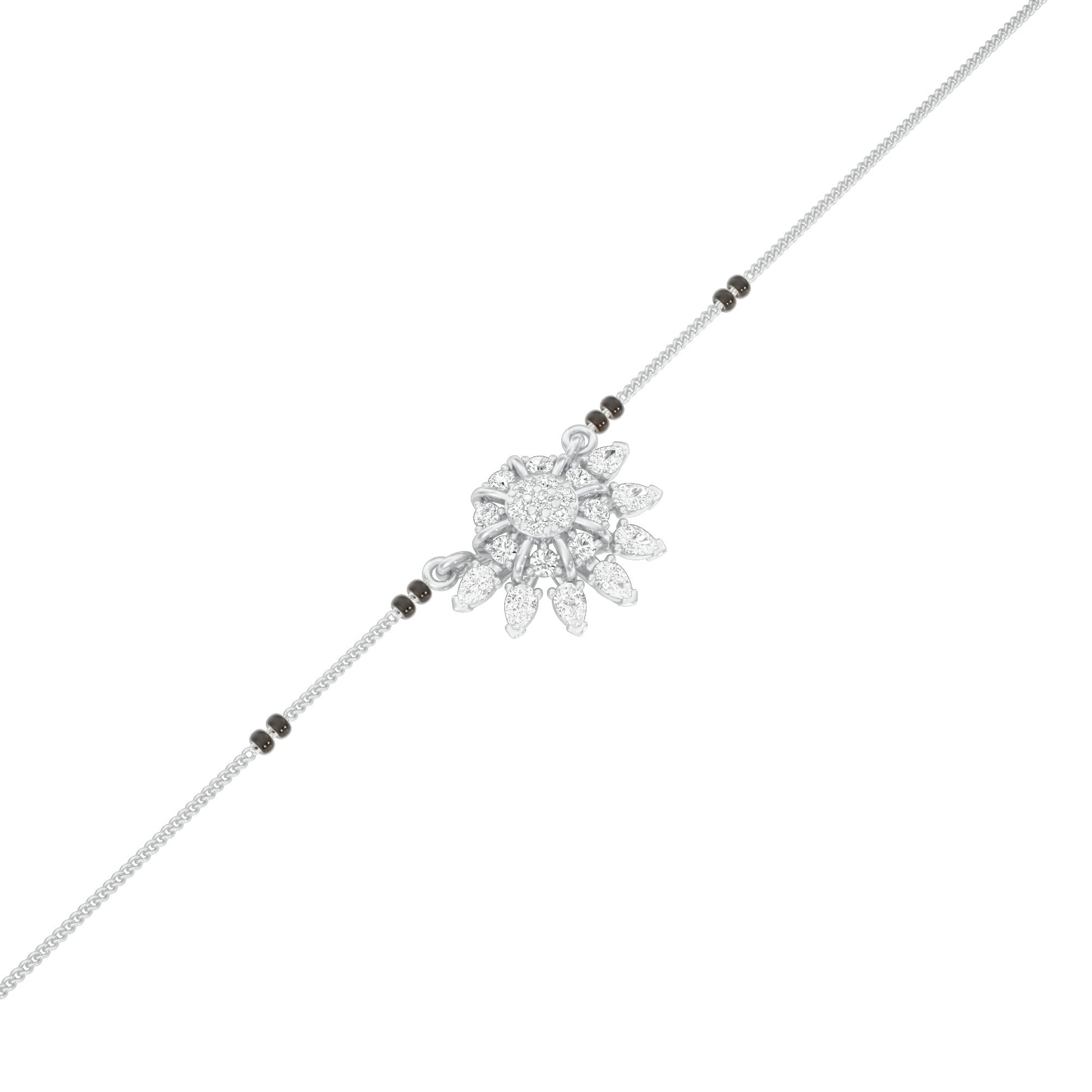 Sunburst Pear Diamond Mangalsutra 9 KT / White Gold