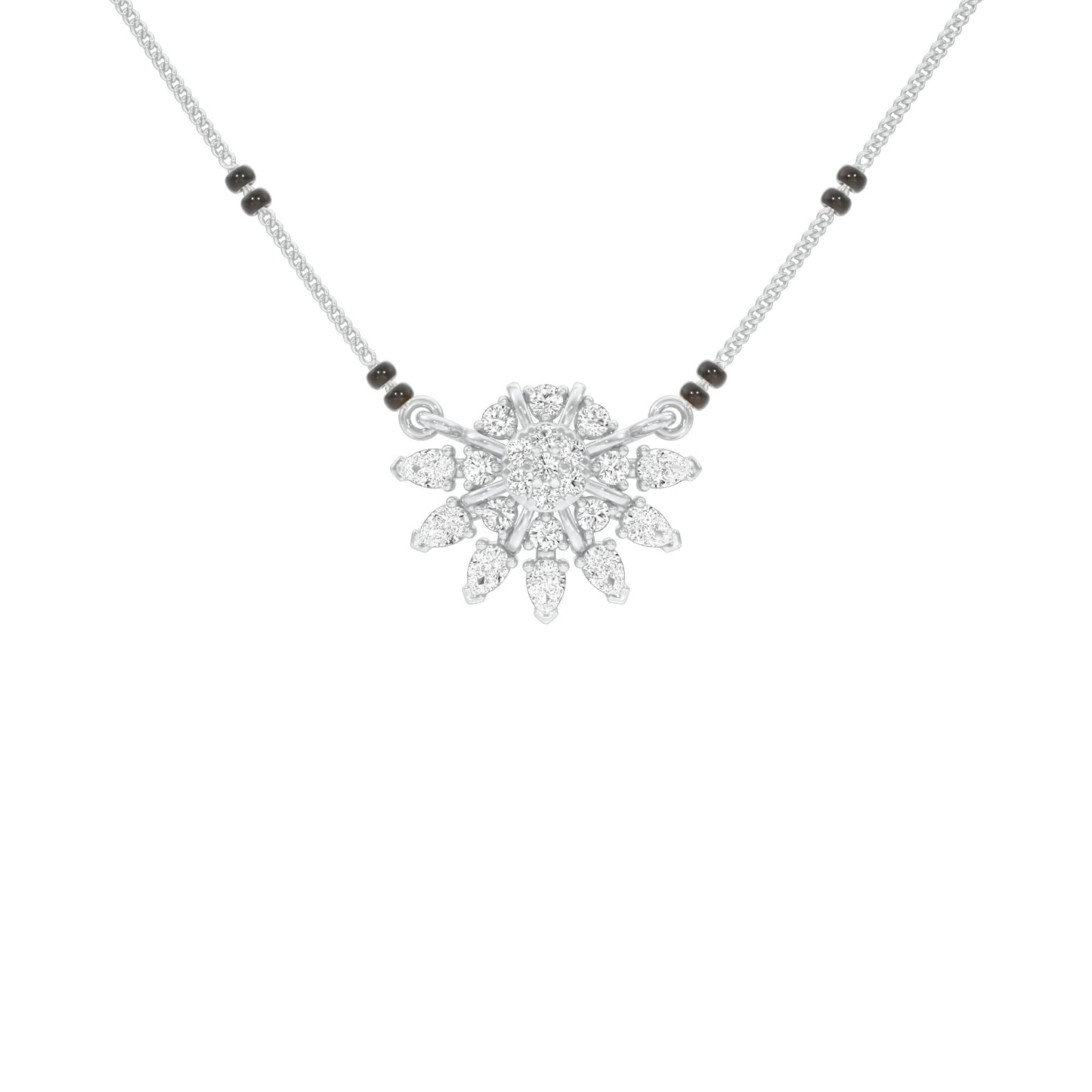 Sunburst Pear Diamond Mangalsutra 9 KT / White Gold