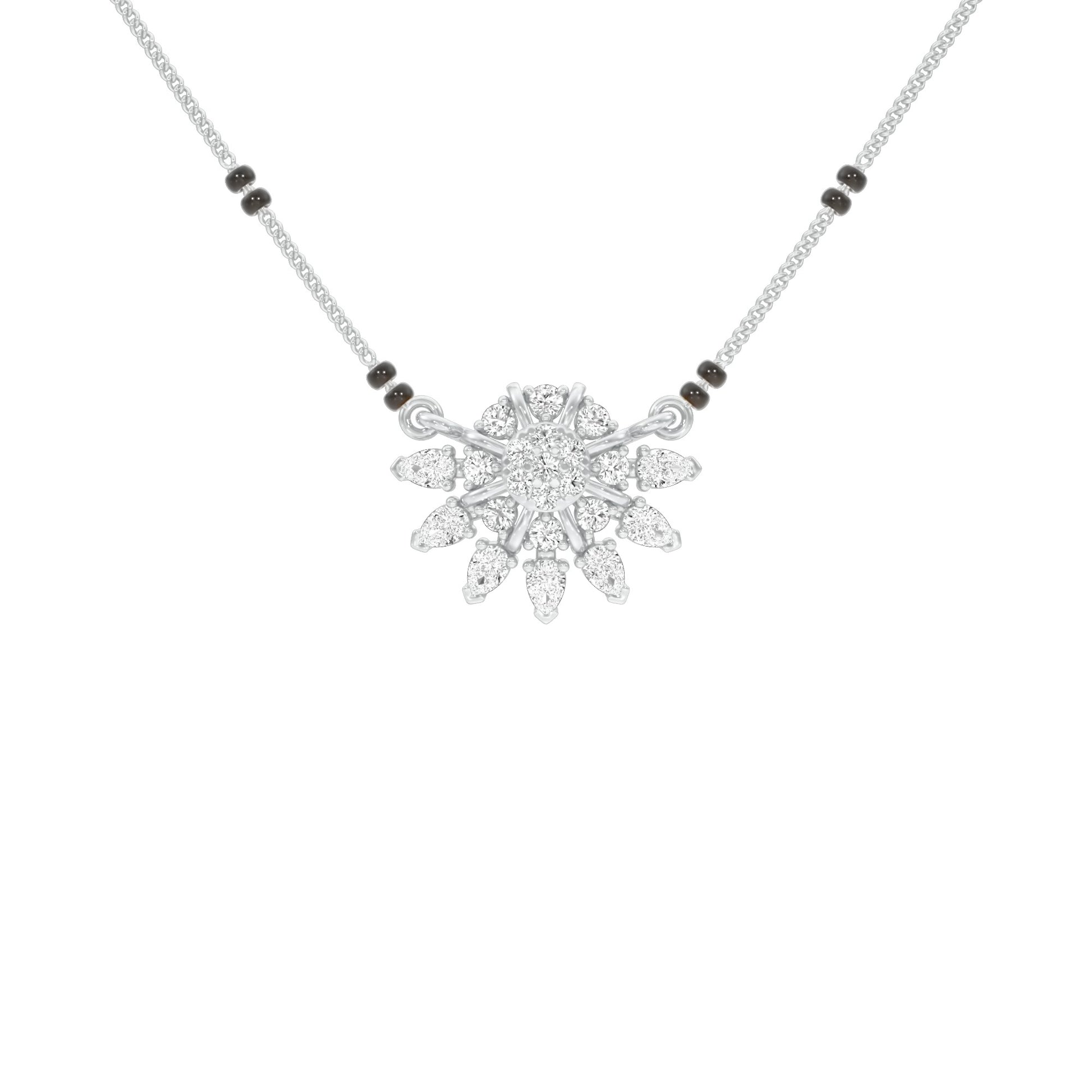 Sunburst Pear Diamond Mangalsutra 9 KT / White Gold