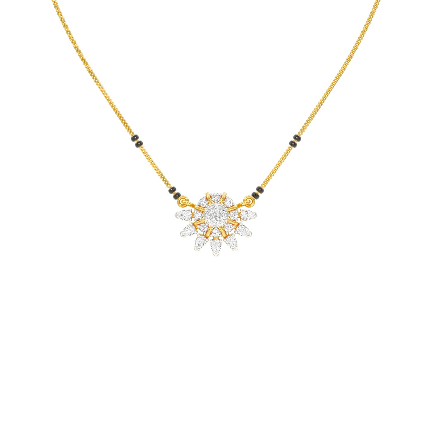 Sunburst Pear Diamond Mangalsutra 9 KT / Yellow Gold