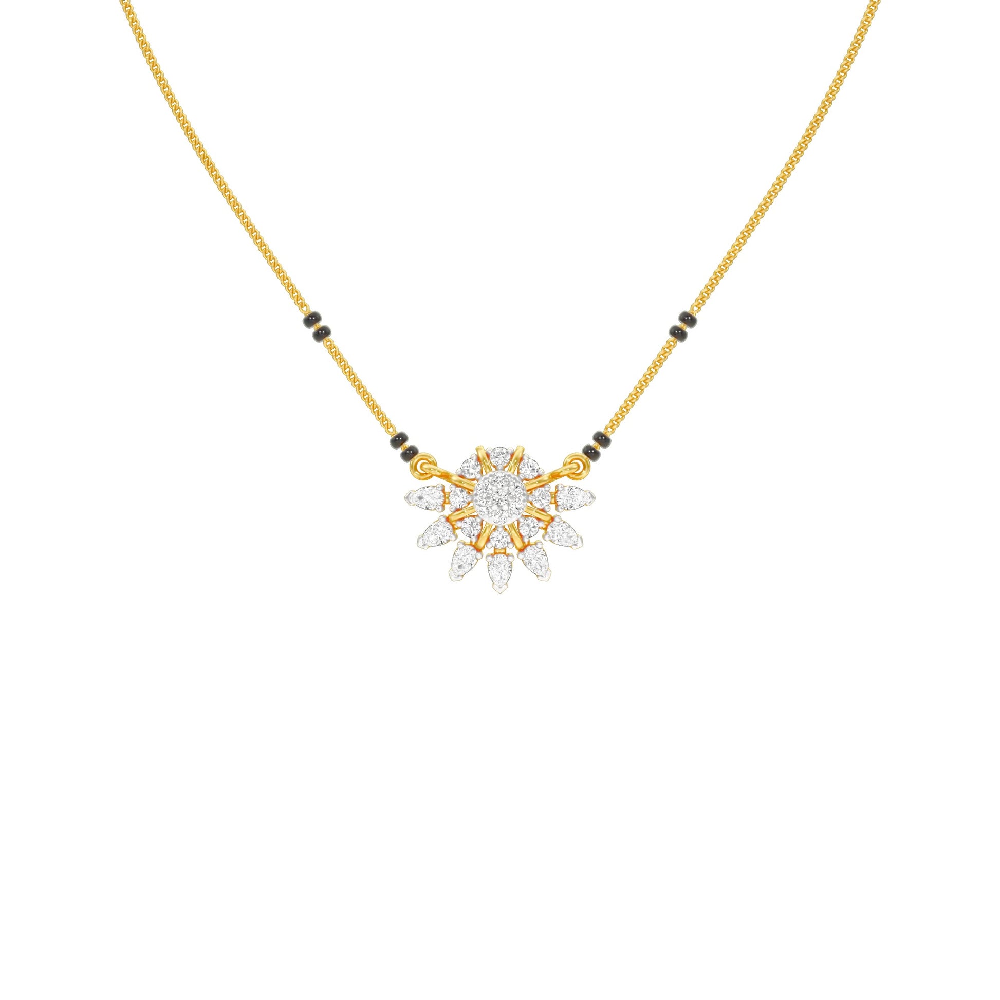 Sunburst Pear Diamond Mangalsutra 9 KT / Yellow Gold
