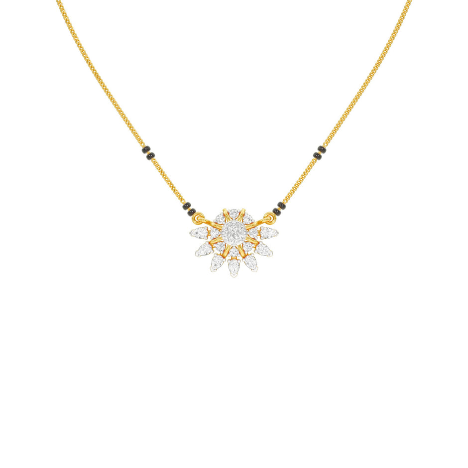 Sunburst Pear Diamond Mangalsutra 9 KT / Yellow Gold