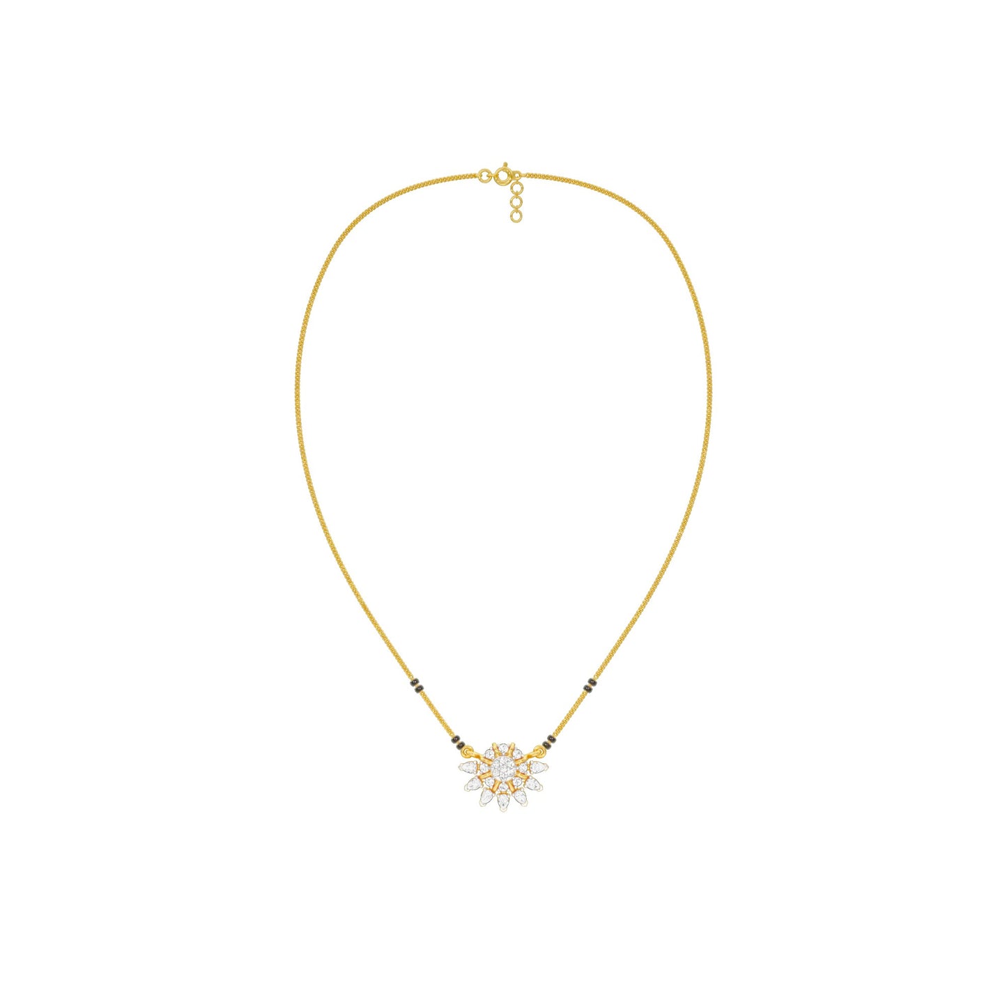 Sunburst Pear Diamond Mangalsutra 9 KT / Yellow Gold