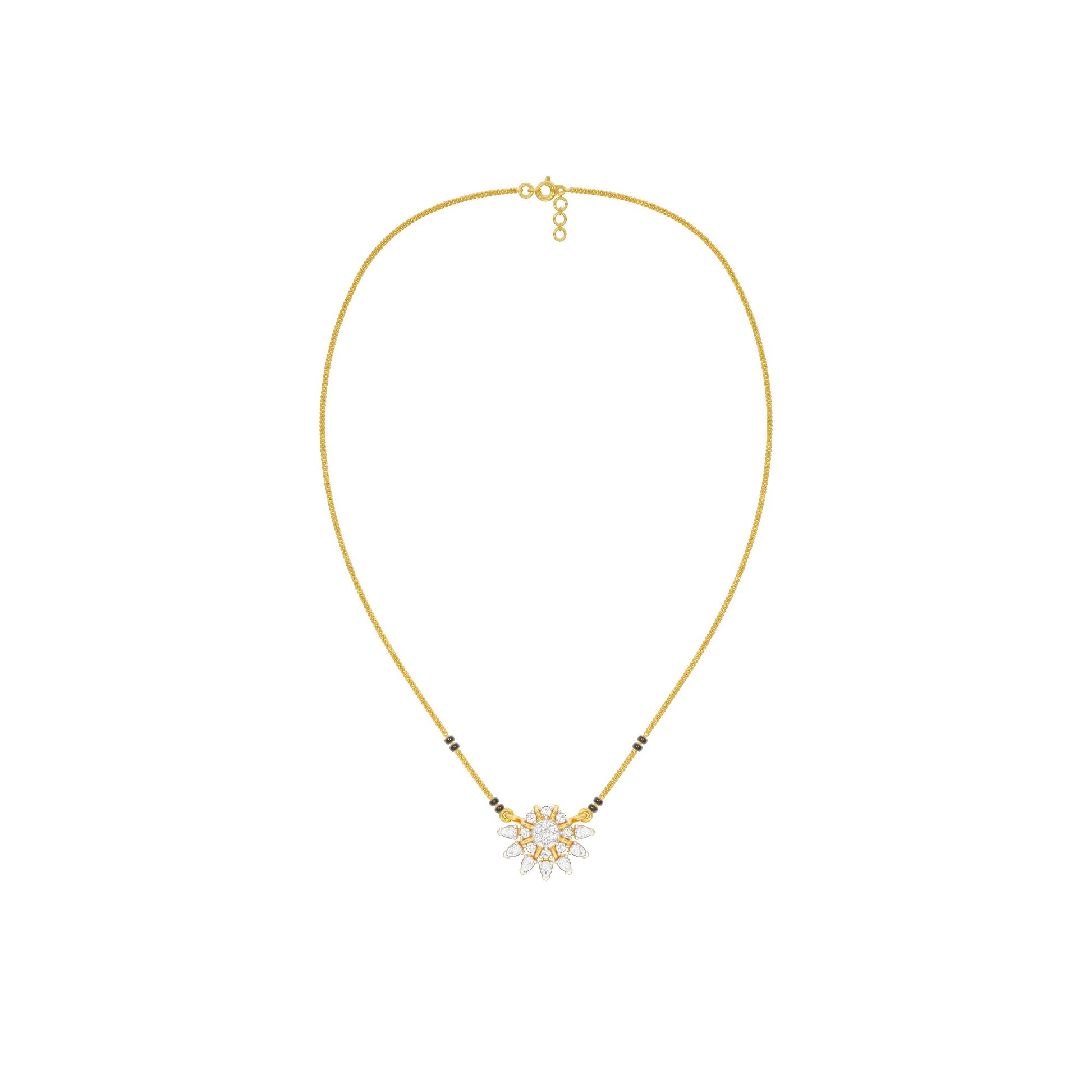 Sunburst Pear Diamond Mangalsutra 9 KT / Yellow Gold