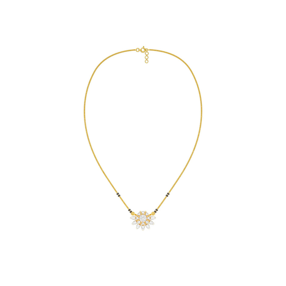 Sunburst Pear Diamond Mangalsutra 9 KT / Yellow Gold