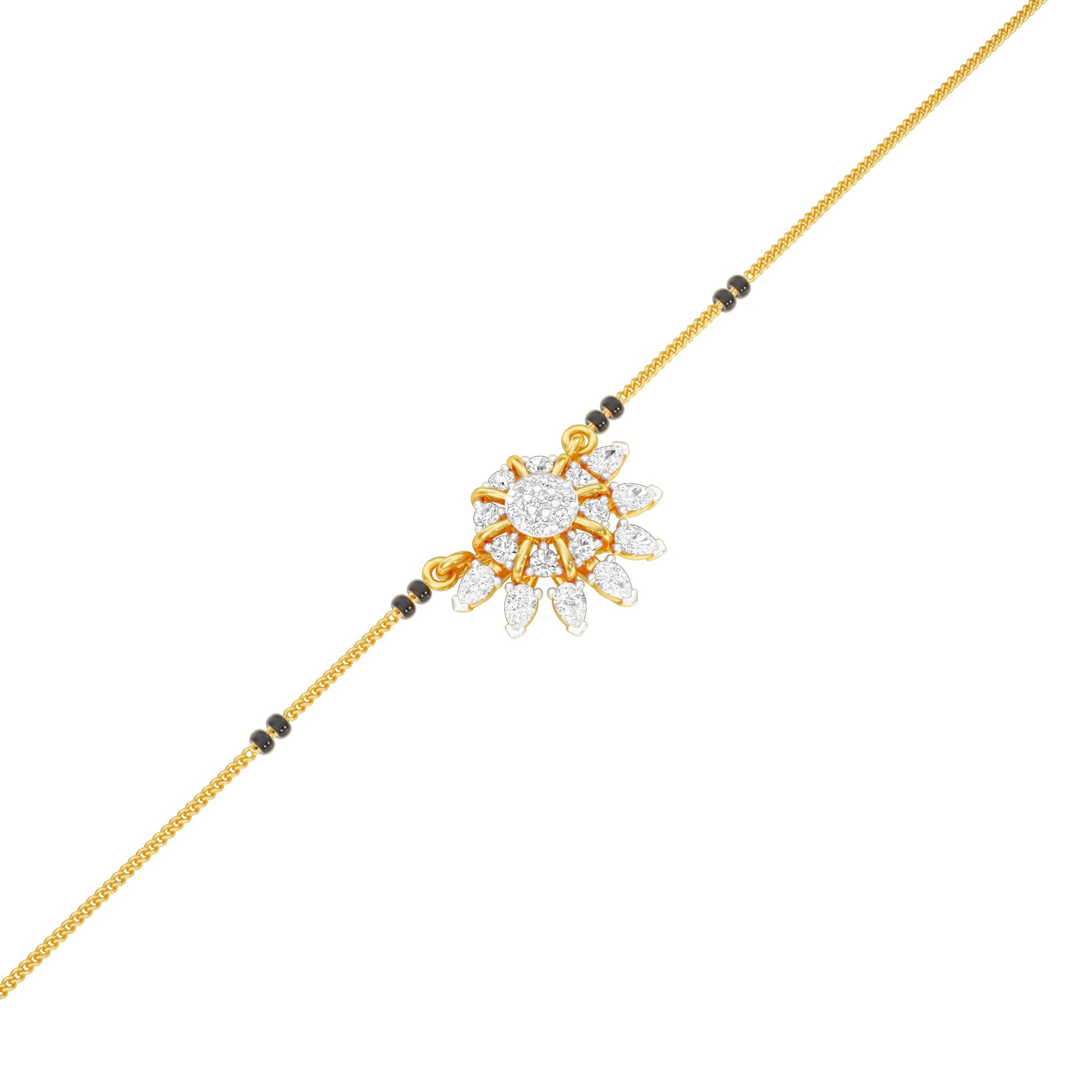Sunburst Pear Diamond Mangalsutra 9 KT / Yellow Gold