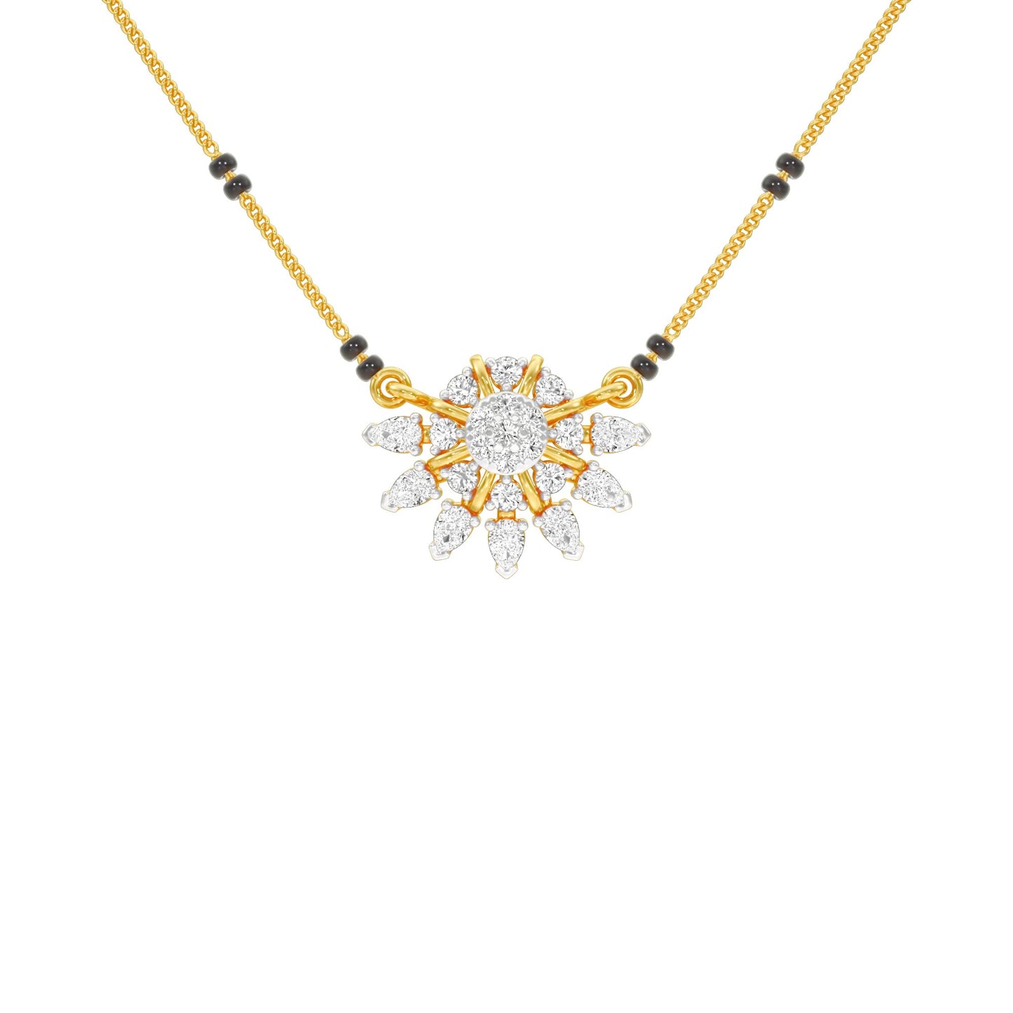 Sunburst Pear Diamond Mangalsutra 9 KT / Yellow Gold