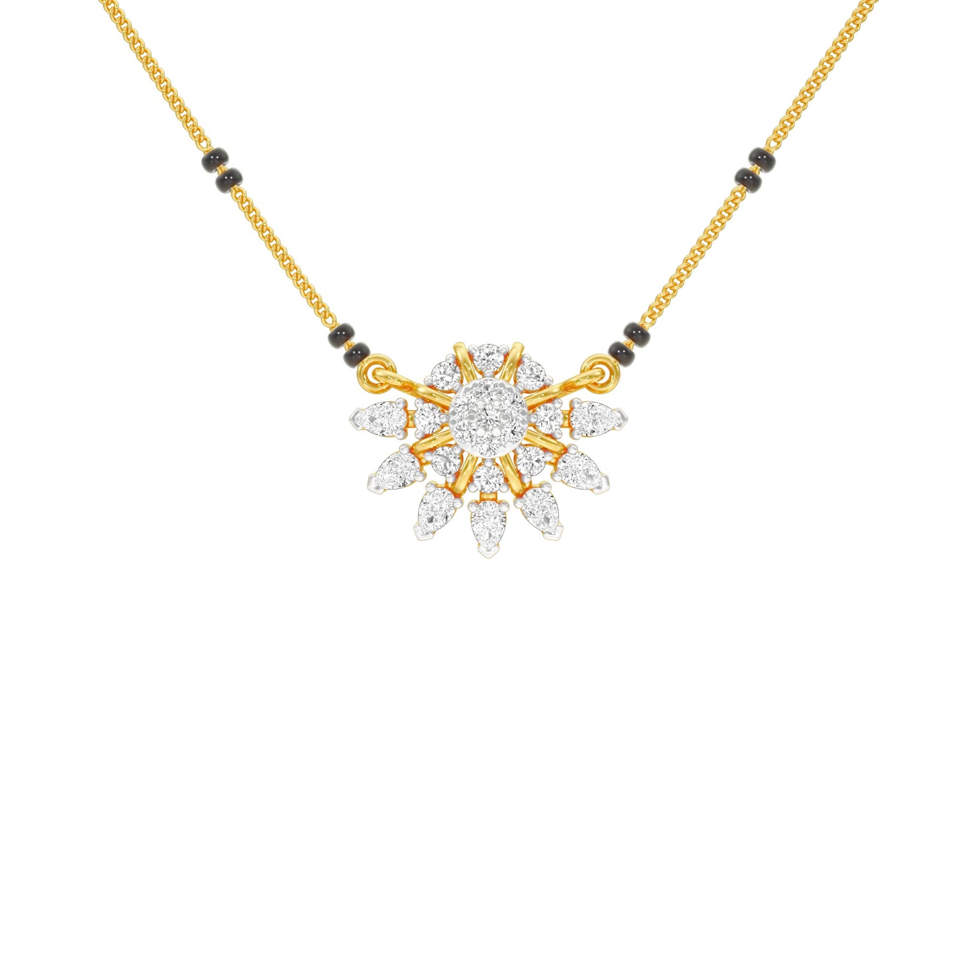 Sunburst Pear Diamond Mangalsutra 9 KT / Yellow Gold