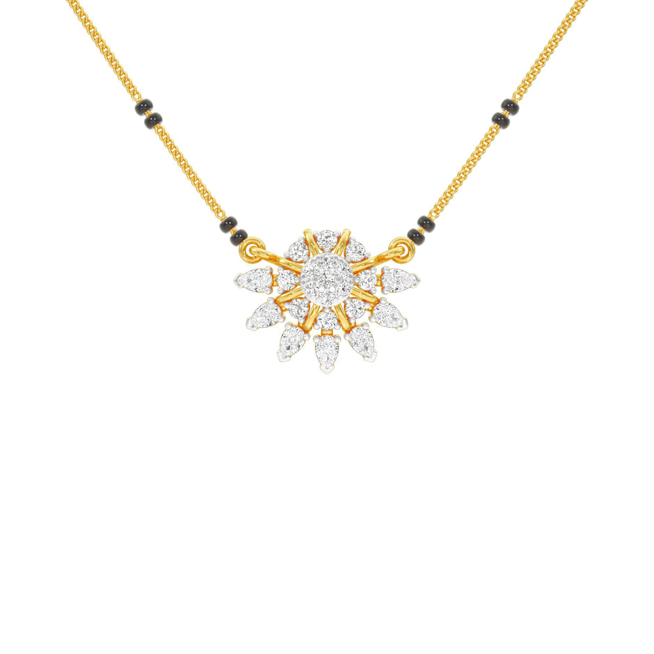 Sunburst Pear Diamond Mangalsutra 9 KT / Yellow Gold