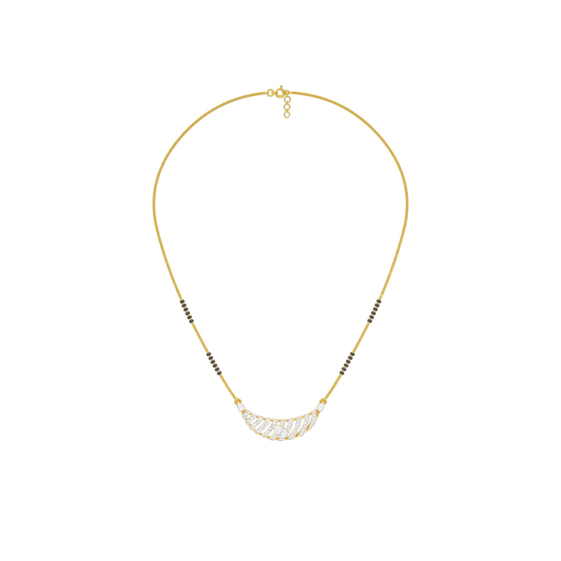 Crescent Arc Diamond Mangalsutra 9 KT / Yellow Gold