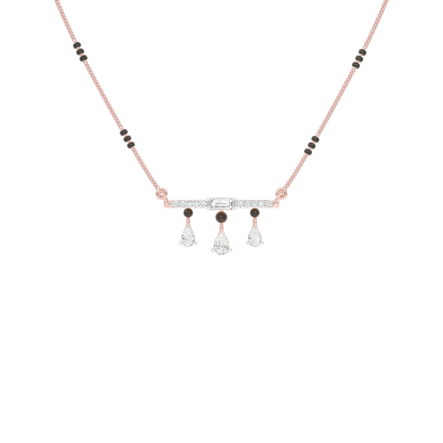 Modern Bar & Drop Diamond Mangalsutra 9 KT / Rose Gold