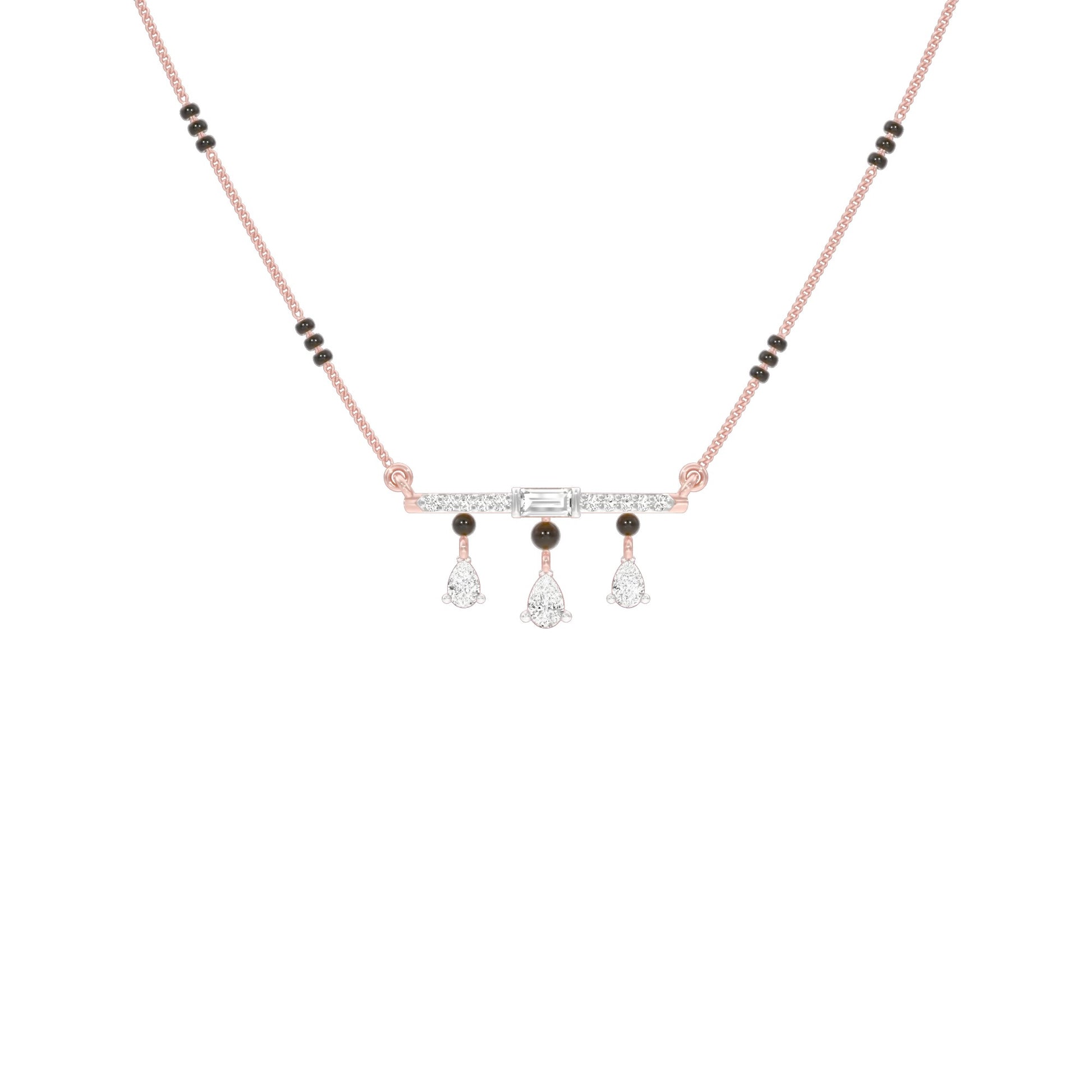 Modern Bar & Drop Diamond Mangalsutra 9 KT / Rose Gold