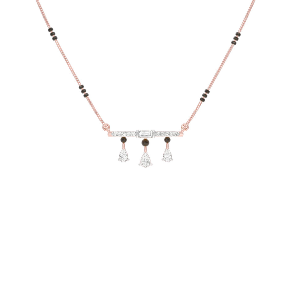 Modern Bar & Drop Diamond Mangalsutra 9 KT / Rose Gold