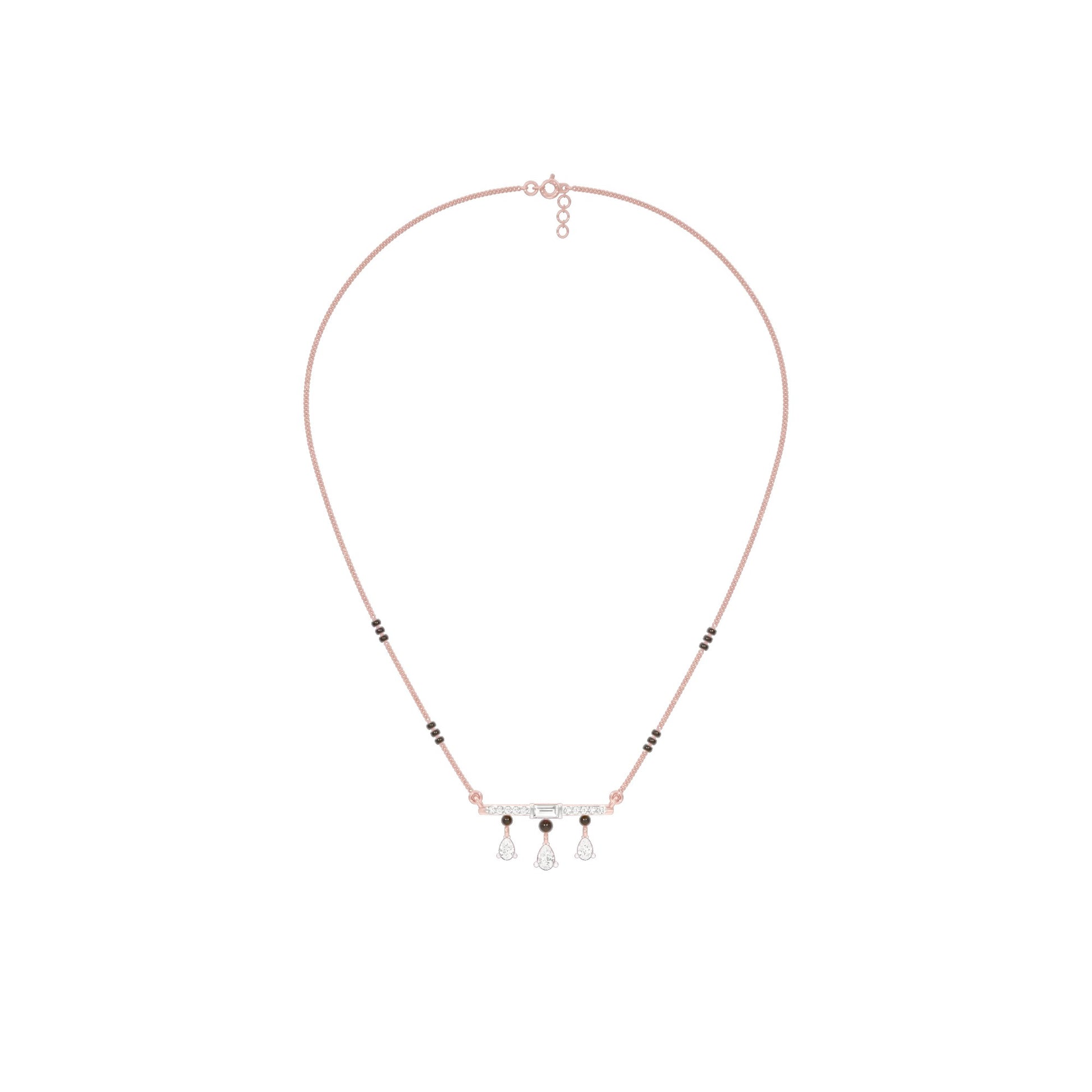 Modern Bar & Drop Diamond Mangalsutra 9 KT / Rose Gold