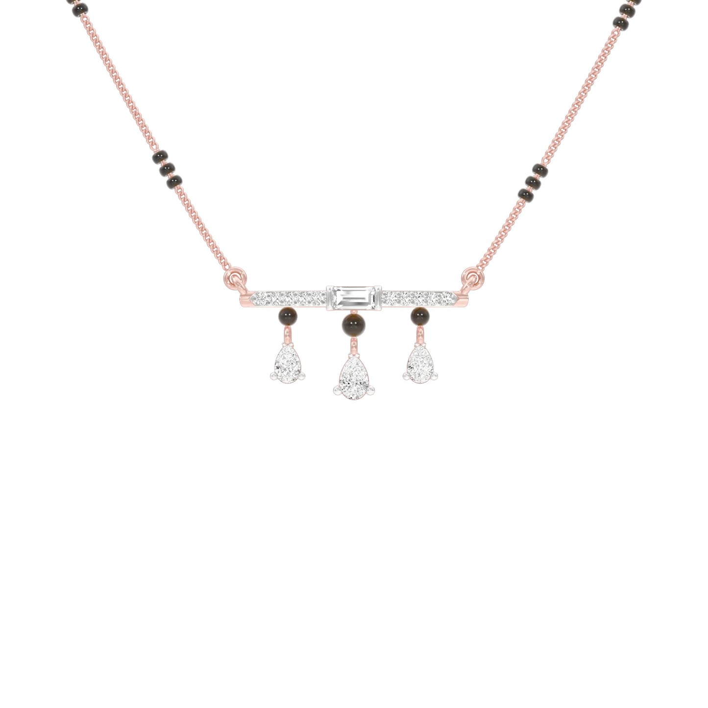 Modern Bar & Drop Diamond Mangalsutra 9 KT / Rose Gold