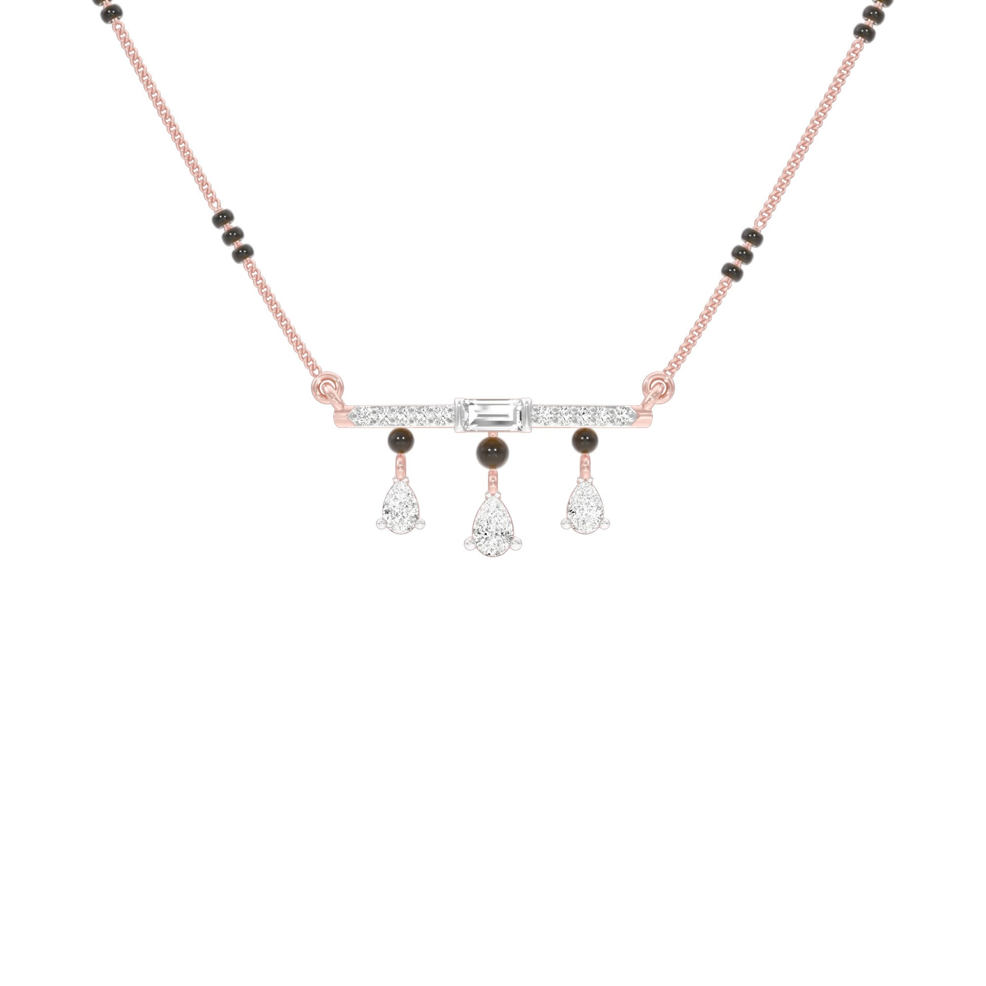 Modern Bar & Drop Diamond Mangalsutra 9 KT / Rose Gold