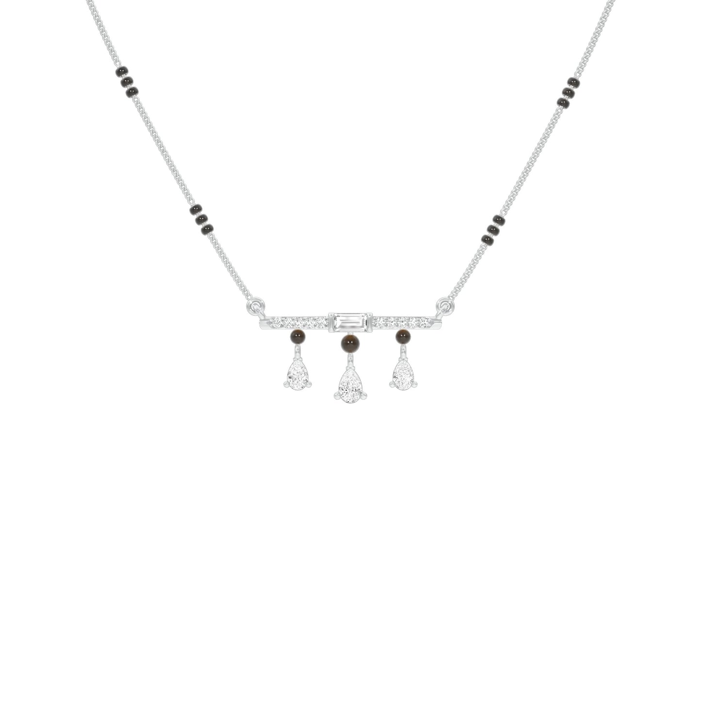 Modern Bar & Drop Diamond Mangalsutra 9 KT / White Gold