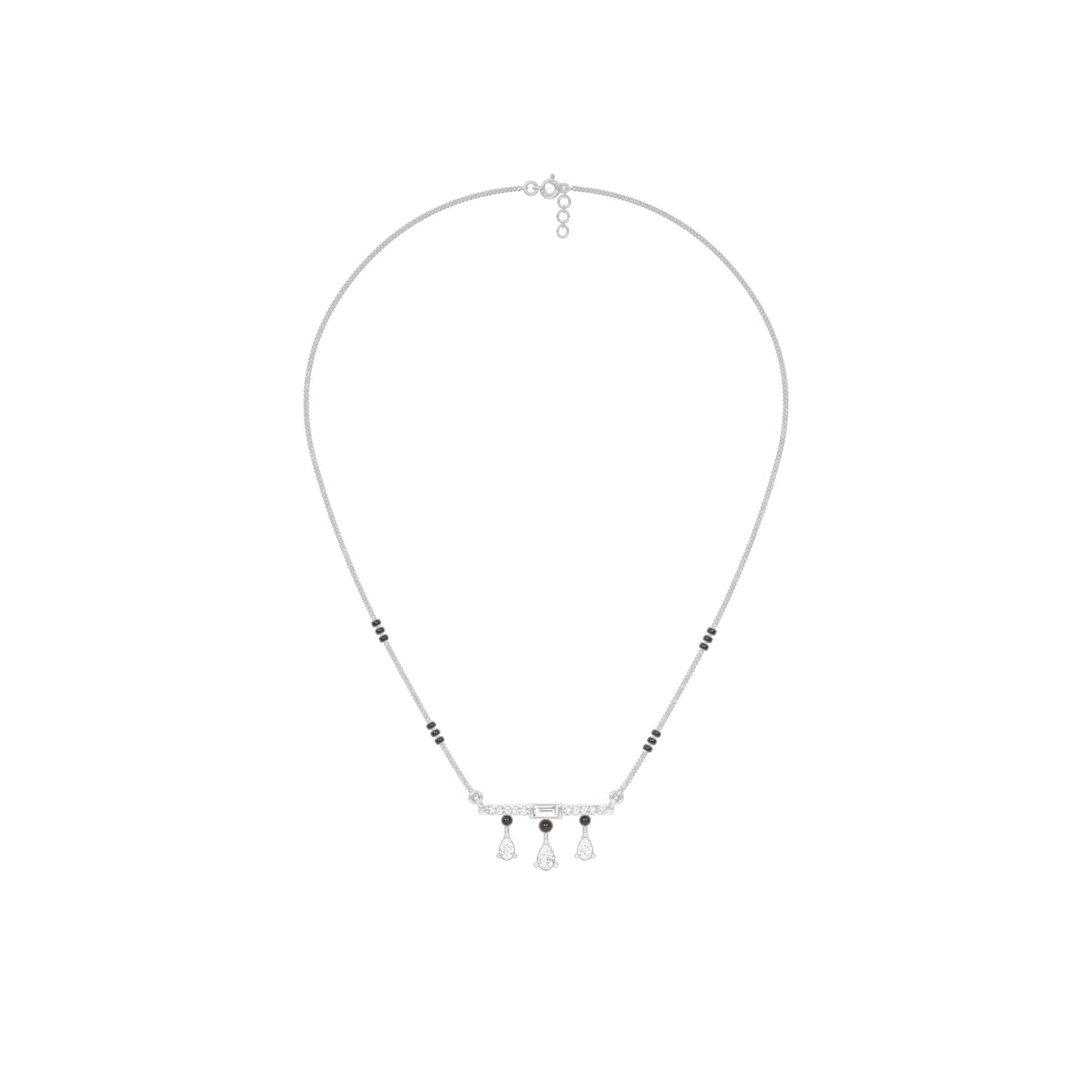 Modern Bar & Drop Diamond Mangalsutra 9 KT / White Gold