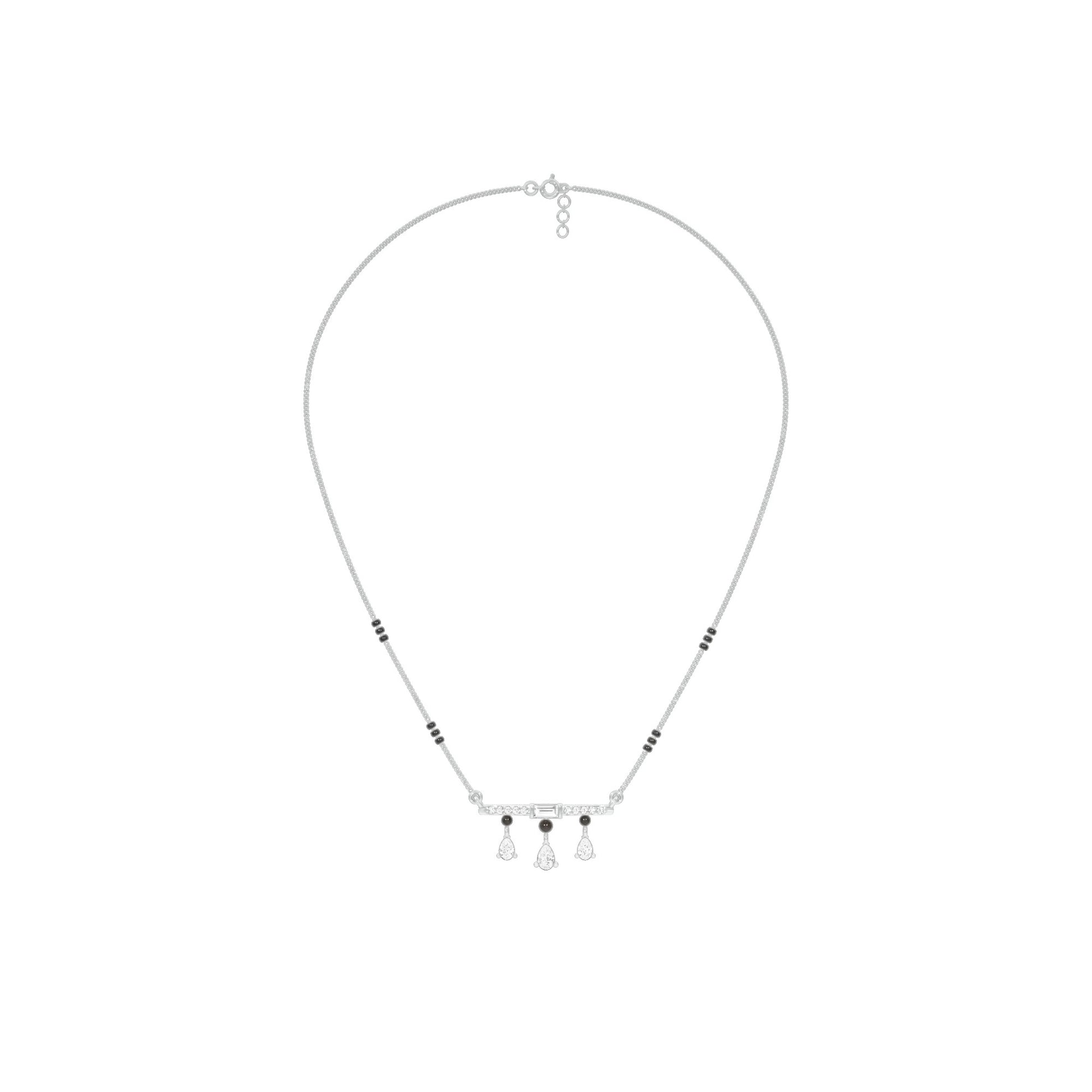 Modern Bar & Drop Diamond Mangalsutra 9 KT / White Gold