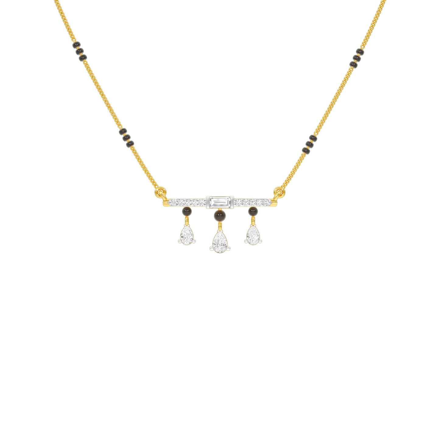 Modern Bar & Drop Diamond Mangalsutra 9 KT / Yellow Gold
