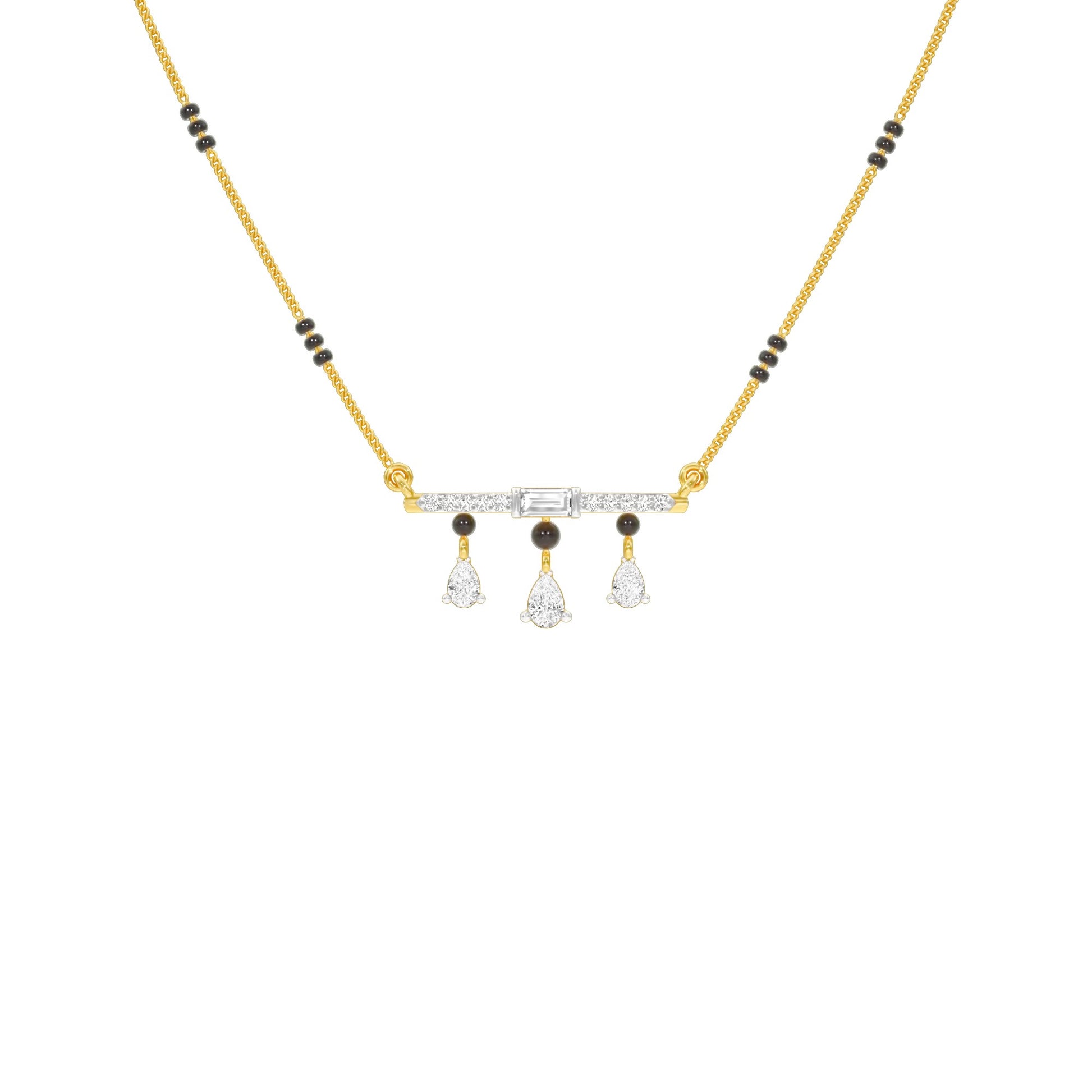 Modern Bar & Drop Diamond Mangalsutra 9 KT / Yellow Gold
