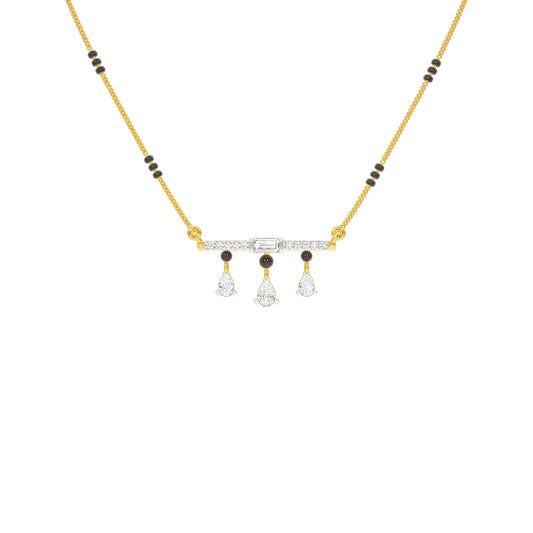 Modern Bar & Drop Diamond Mangalsutra 9 KT / Yellow Gold