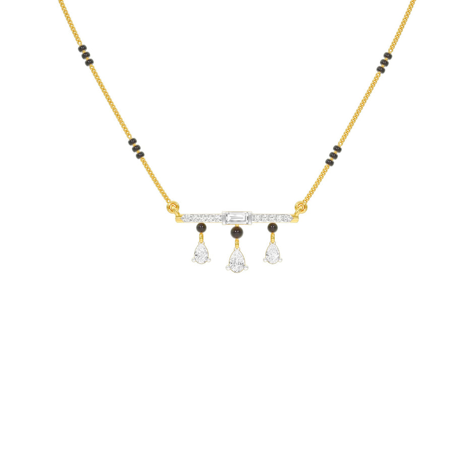 Modern Bar & Drop Diamond Mangalsutra 9 KT / Yellow Gold