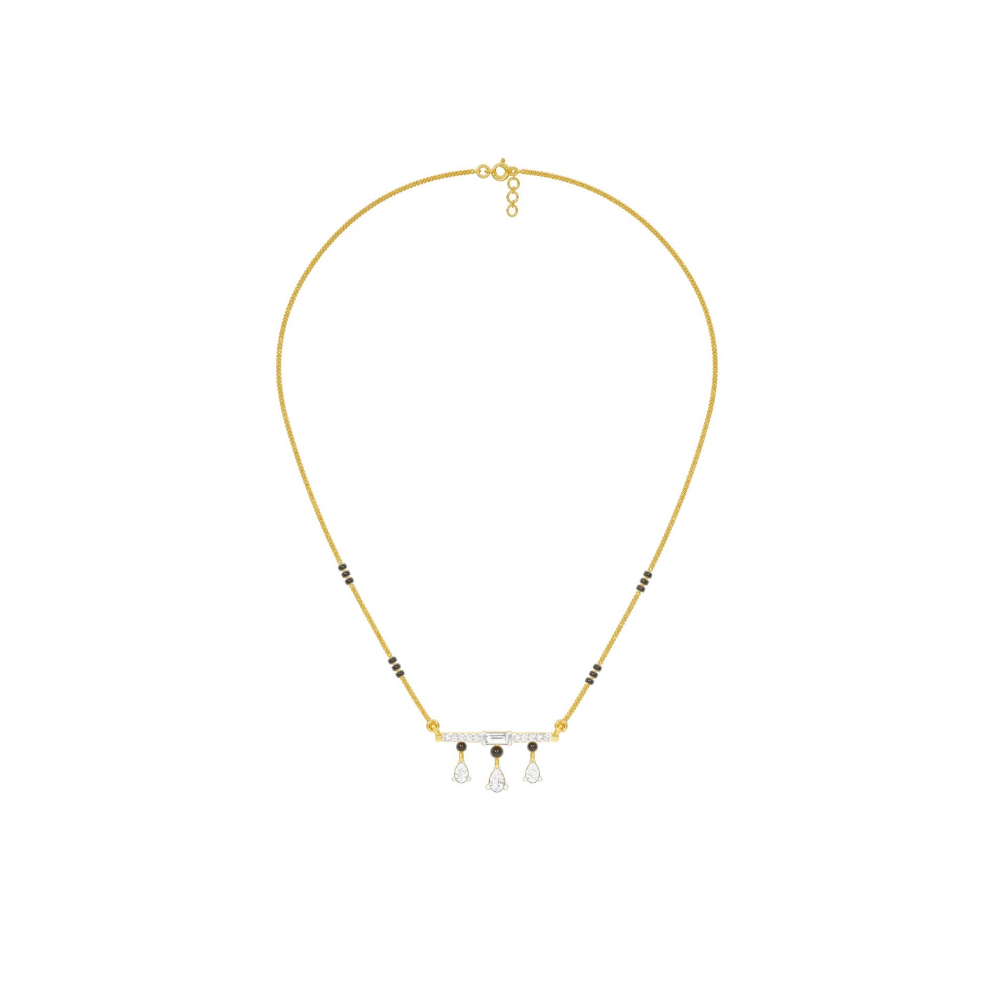 Modern Bar & Drop Diamond Mangalsutra 9 KT / Yellow Gold
