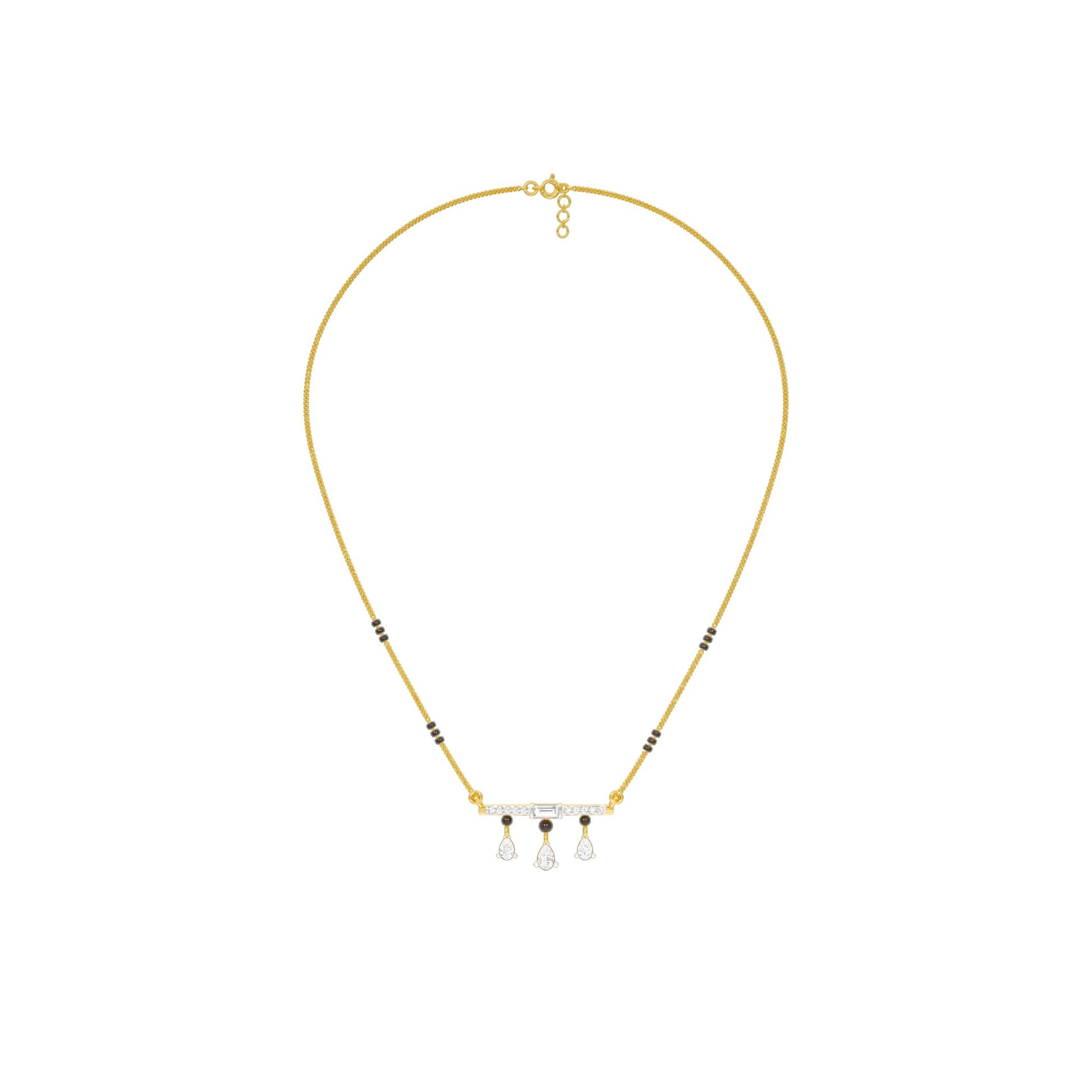 Modern Bar & Drop Diamond Mangalsutra 9 KT / Yellow Gold
